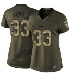 Nike Jaguars #33 Chris Ivory Green Womens Stitched NFL Limited Salute to Service Jersey