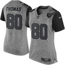 Nike Jaguars #80 Julius Thomas Gray Womens Stitched NFL Limited Gridiron Gray Jersey