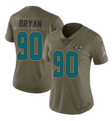 Nike Jaguars #90 Taven Bryan Olive Womens Stitched NFL Limited 2017 Salute to Service Jersey