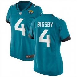 Women Jacksonville Jaguars 4 Tank Bigsby Teal Stitched Jersey  Run Small