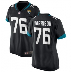Women Jacksonville Jaguars 76 Anton Harrison Black 2023 Draft Stitched Jersey