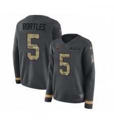 Womens Nike Jacksonville Jaguars 5 Blake Bortles Limited Black Salute to Service Therma Long Sleeve NFL Jersey