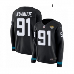 Womens Nike Jacksonville Jaguars 91 Yannick Ngakoue Limited Black Therma Long Sleeve NFL Jersey