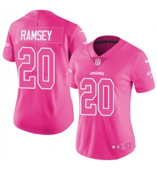 Womens Nike Jaguars #20 Jalen Ramsey Pink  Stitched NFL Limited Rush Fashion Jersey