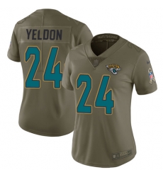 Womens Nike Jaguars #24 T J Yeldon Olive  Stitched NFL Limited 2017 Salute to Service Jersey