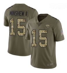 Jaguars #15 Gardner Minshew II Olive Camo Youth Stitched Football Limited 2017 Salute to Service Jersey