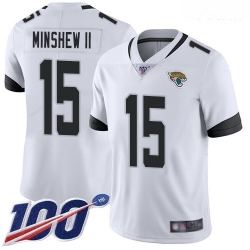 Jaguars #15 Gardner Minshew II White Youth Stitched Football 100th Season Vapor Limited Jersey