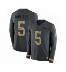 Youth Nike Jacksonville Jaguars 5 Blake Bortles Limited Black Salute to Service Therma Long Sleeve NFL Jersey
