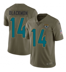 Youth Nike Jaguars #14 Justin Blackmon Olive Stitched NFL Limited 2017 Salute to Service Jersey