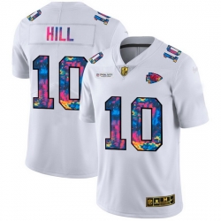 Kansas City Chiefs 10 Tyreek Hill Men White Nike Multi Color 2020 NFL Crucial Catch Limited NFL Jersey
