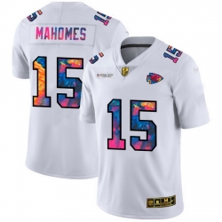 Kansas City Chiefs 15 Patrick Mahomes Men White Nike Multi Color 2020 NFL Crucial Catch Limited NFL Jersey