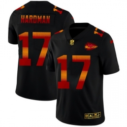 Kansas City Chiefs 17 Mecole Hardman Men Black Nike Red Orange Stripe Vapor Limited NFL Jersey