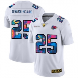 Kansas City Chiefs 25 Clyde Edwards Helaire Men White Nike Multi Color 2020 NFL Crucial Catch Limited NFL Jersey