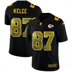 Kansas City Chiefs 87 Travis Kelce Men Black Nike Golden Sequin Vapor Limited NFL Jersey