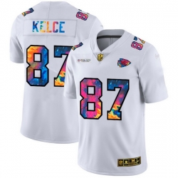 Kansas City Chiefs 87 Travis Kelce Men White Nike Multi Color 2020 NFL Crucial Catch Limited NFL Jersey