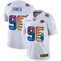 Kansas City Chiefs 95 Chris Jones Men White Nike Multi Color 2020 NFL Crucial Catch Limited NFL Jersey