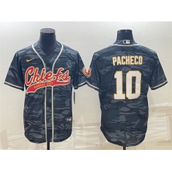 Men Kansas City Chiefs 10 Isiah Pacheco Grey Camo With Patch Cool Base Stitched Baseball Jersey