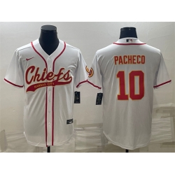 Men Kansas City Chiefs 10 Isiah Pacheco White With Patch Cool Base Stitched Baseball Jersey