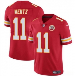 Men   Kansas City Chiefs 11 Carson Wentz Red Vapor Untouchable Limited Stitched Football Jersey