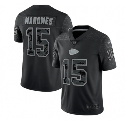 Men Kansas City Chiefs 15 Patrick Mahomes Black Reflective Limited Stitched Football Jersey