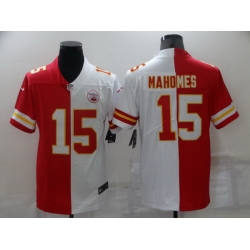 Men Kansas City Chiefs 15 Patrick Mahomes Red White Split Vapor Limited Stitched Jersey