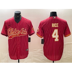 Men Kansas City Chiefs 4 Rashee Rice Red Cool Base Stitched Baseball Jersey