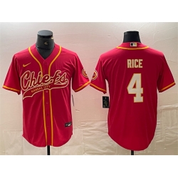 Men Kansas City Chiefs 4 Rashee Rice Red Cool Base Stitched Baseball Jerseys