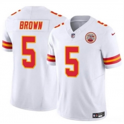 Men   Kansas City Chiefs 5 Hollywood Brown White 2023 F U S E Vapor Untouchable Limited Stitched Football Jersey