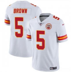 Men   Kansas City Chiefs 5 Hollywood Brown White Vapor Untouchable Limited Stitched Football Jersey