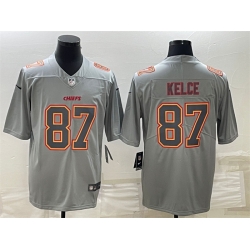 Men Kansas City Chiefs 87 Travis Kelce Gray Atmosphere Fashion Stitched Jersey