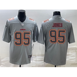 Men Kansas City Chiefs 95 Chris Jones Gray Atmosphere Fashion Stitched Jersey