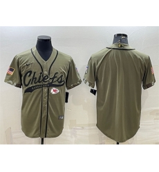 Men Kansas City Chiefs Blank Olive Salute To Service Cool Base Stitched Baseball Jersey