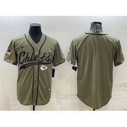Men Kansas City Chiefs Blank Olive Salute To Service Cool Base Stitched Baseball Jersey