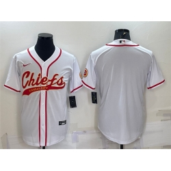 Men Kansas City Chiefs Blank White With Patch Cool Base Stitched Baseball Jersey
