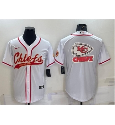 Men Kansas City Chiefs White Team Big Logo With Patch Cool Base Stitched Baseball Jersey