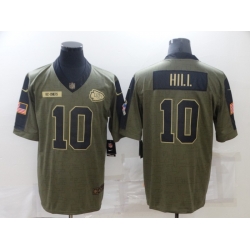 Men's Kansas City Chiefs #10 Tyreek Hill Nike Olive 2021 Salute To Service Limited Jersey
