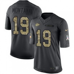 Nike Chiefs #19 Joe Montana Black Mens Stitched NFL Limited 2016 Salute to Service Jersey
