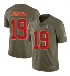 Nike Chiefs #19 Joe Montana Olive Mens Stitched NFL Limited 2017 Salute to Service Jersey