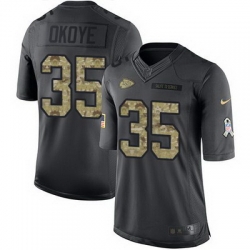 Nike Chiefs #35 Christian Okoye Black Mens Stitched NFL Limited 2016 Salute to Service Jersey