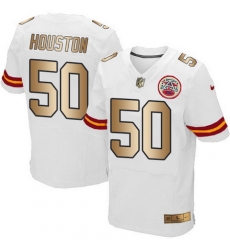 Nike Chiefs #50 Justin Houston White Mens Stitched NFL Elite Gold Jersey