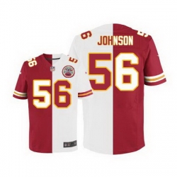 Nike Chiefs #56 Derrick Johnson Red White Mens Stitched NFL Elite Split Jersey