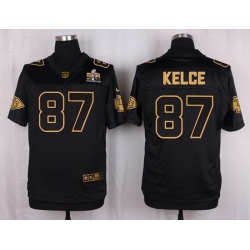 Nike Chiefs #87 Travis Kelce Black Mens Stitched NFL Elite Pro Line Gold Collection Jersey