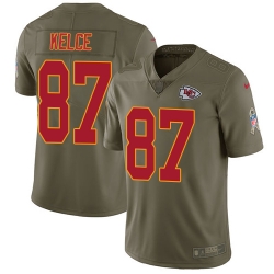 Nike Chiefs #87 Travis Kelce Olive Mens Stitched NFL Limited 2017 Salute to Service Jersey