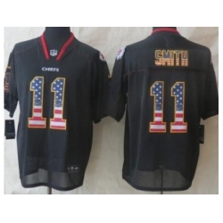 Nike Kansas City Chiefs 11 Alex Smith Black USA Flag Fashion NFL Jersey