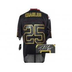 Nike Kansas City Chiefs 25 Jamaal Charles Black Elite Light Out Signed NFL Jersey