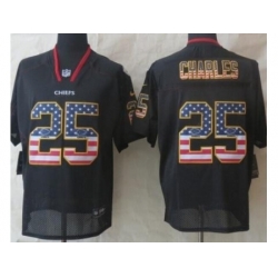 Nike Kansas City Chiefs 25 Jamaal Charles Black Elite USA Flag Fashion NFL Jersey