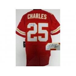 Nike Kansas City Chiefs 25 Jamaal Charles Red Elite Signed NFL Jersey