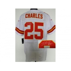 Nike Kansas City Chiefs 25 Jamaal Charles White Elite Signed NFL Jersey