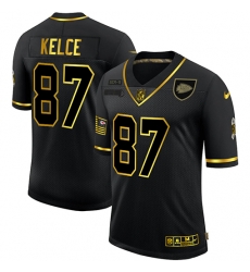 Nike Kansas City Chiefs 87 Travis Kelce Black Gold 2020 Salute To Service Limited Jersey