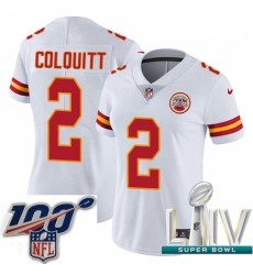 2020 Super Bowl LIV Women Nike Kansas City Chiefs #2 Dustin Colquitt White Vapor Untouchable Limited Player NFL Jersey